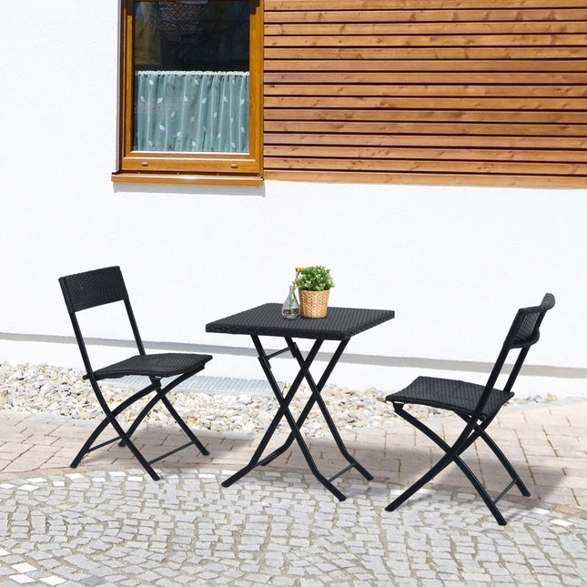 Black rattan bistro set for 2 - Garden furniture in poly rattan