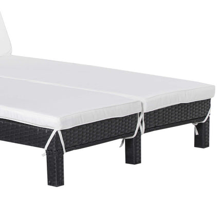Double sun lounger for 2, adjustable backrest, gray rattan