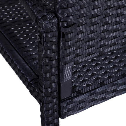 Wicker Garden bench, 2-seater - Black, 122 x 60 x 87 cm