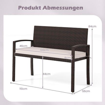 Polyrattan Garden Bench with Cushion, 360kg Capacity