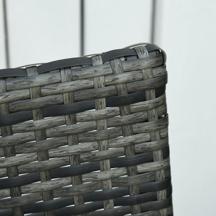 2-person balcony set in poly rattan with gray cushions