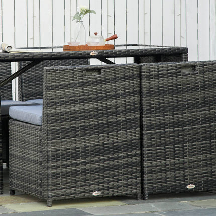 Polyrattan outdoor dining set for 4, Steel frame, Grey