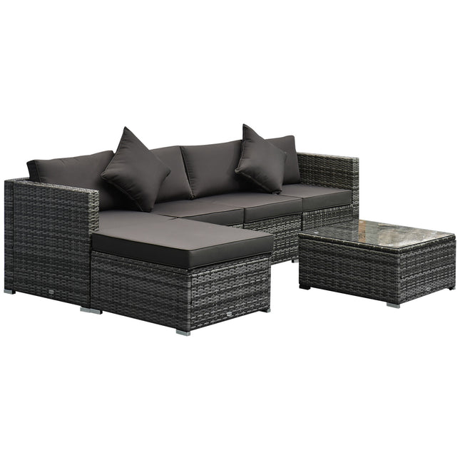 Polyrattan 4-person outdoor furniture set, gray