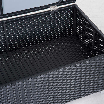 Poly rattan garden furniture for 4 with storage table