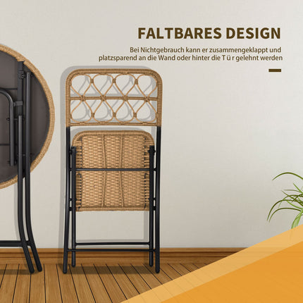 Polyrattan 2-person bistro set, foldable outdoor furniture