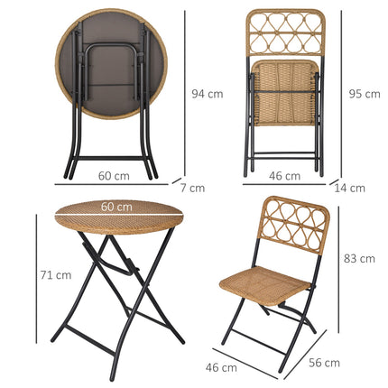 Polyrattan 2-person bistro set, foldable outdoor furniture