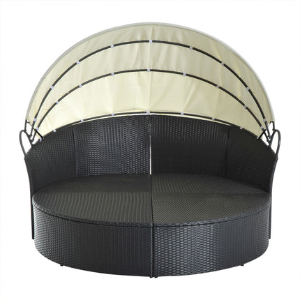 Outdoor Polyrattan Sun Island - folding canopy, cream 171x180x155cm