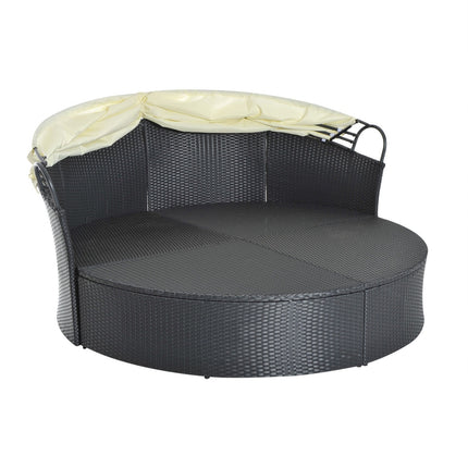 Outdoor Polyrattan Sun Island - folding canopy, cream 171x180x155cm