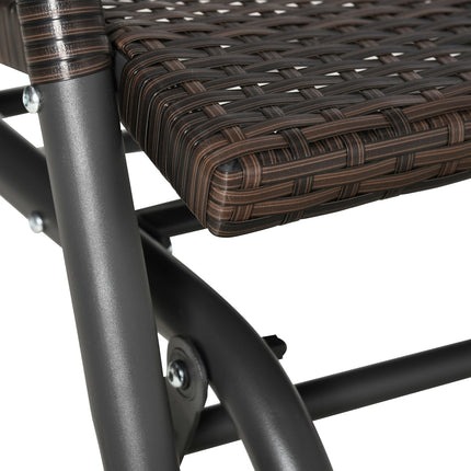 Outdoor 2-seater polyrattan swivel bench with backrest