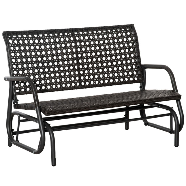 Polirattanowa Huśtawka Ławka 2-Osobowa Patio Ogrodowe Fotelik Ogrodowy Huśtawka Ogrodowa Z Oparciem Ławka Ławka Parkowa Szara 70 X 120 X 84 Cm