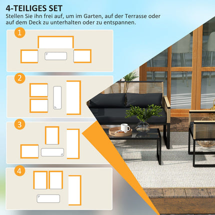 Polyrattan 4-piece weatherproof garden furniture set