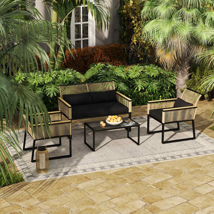 Polyrattan 4-piece weatherproof garden furniture set