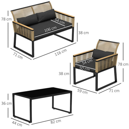 Polyrattan 4-piece weatherproof garden furniture set
