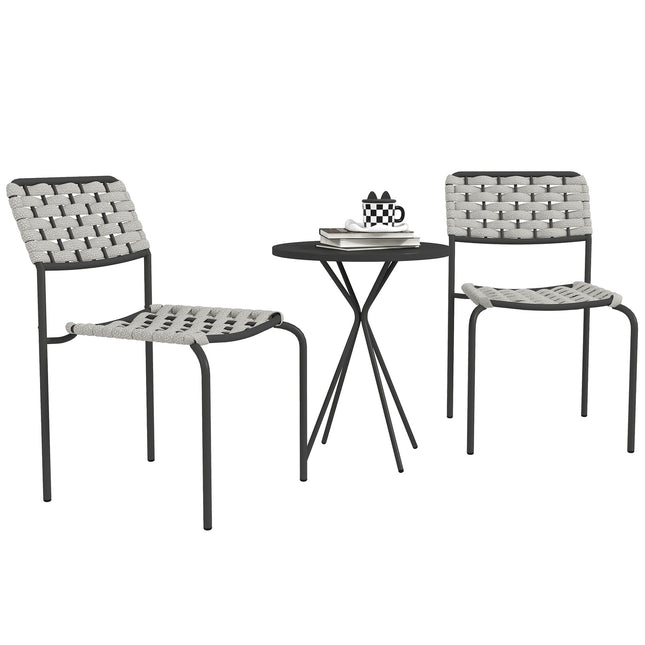 Outdoor furniture in poly rattan, 3-part, weatherproof, gray