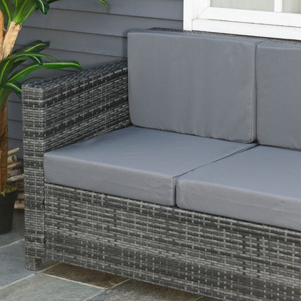 3 Seater Poly Rattan Garden Sofa with Cushions - Grey