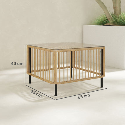 Weatherproof Polyrattan Square Patio Table 65x65 cm