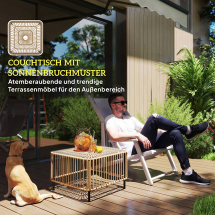Weatherproof Polyrattan Square Patio Table 65x65 cm