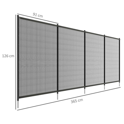Black garden and pool fence 365x126 cm, Set of 4 panels