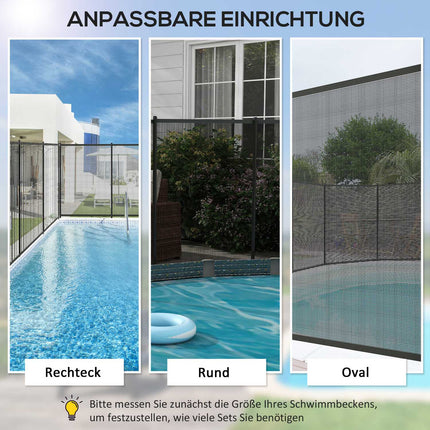 Black garden and pool fence 365x126 cm, Set of 4 panels