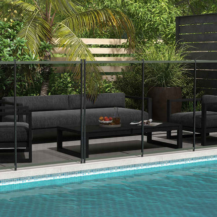 Black garden and pool fence 365x126 cm, Set of 4 panels