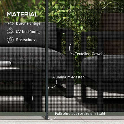 Black garden and pool fence 365x126 cm, Set of 4 panels
