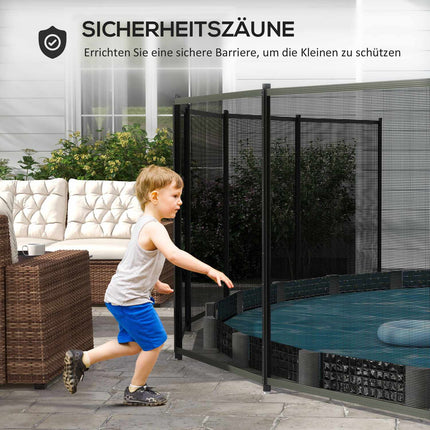 Black garden and pool fence 365x126 cm, Set of 4 panels