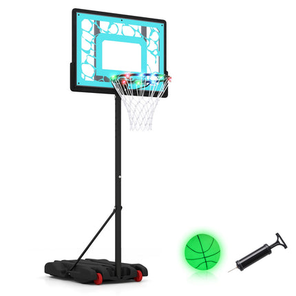 Pool Basketball Hoop with LED Lights, Adjustable Rim, Black