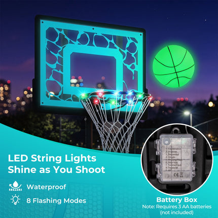 Pool Basketball Hoop with LED Lights, Adjustable Rim, Black