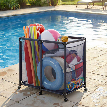 Pool Float Storage Bin, Rolling Mesh Basket 36.8x24in