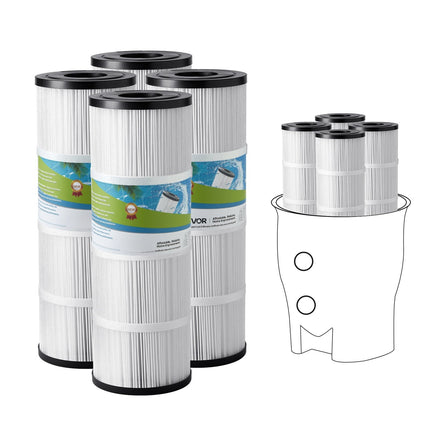 Pool & Spa Filter Cartridges, 4-Pack 80 Sq Ft, Easy Clean