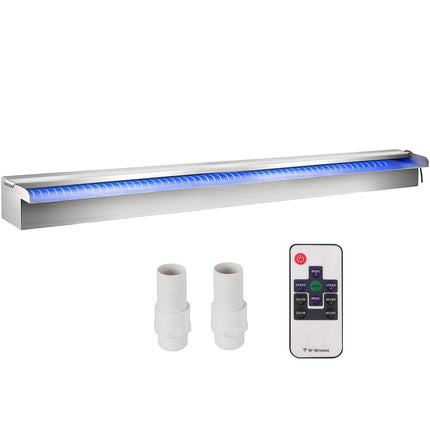 Pool Waterfall Spillway, Stainless Steel, 151 cm, LED Remote