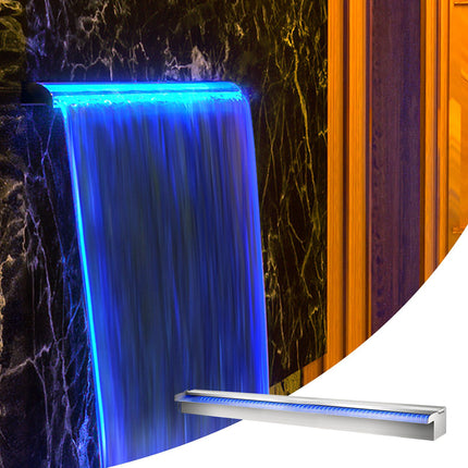 Pool Waterfall Spillway, Stainless Steel, 151 cm, LED Remote