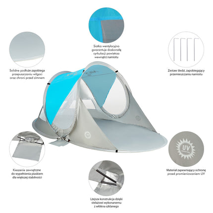 Pop Up Beach Tent, Blue, UV Protection