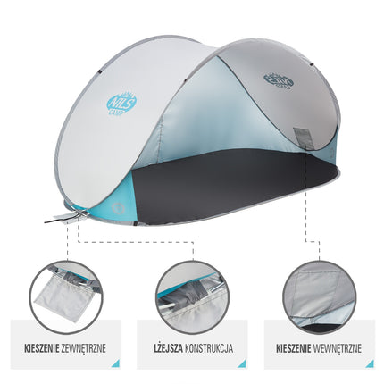 Pop Up Beach Tent, Light Grey, UV Protection