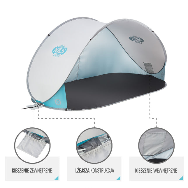 Pop Up Beach Tent, Light Grey, UV Protection