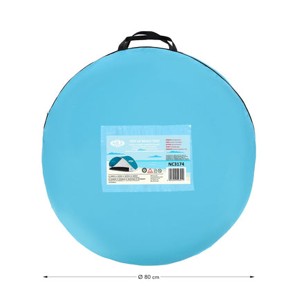 Pop Up Beach Tent, Turquoise-Grey, UV Protection