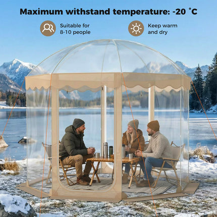 Pop-Up Bubble Tent 10x10 Ft, 8-10 Person, Clear PVC