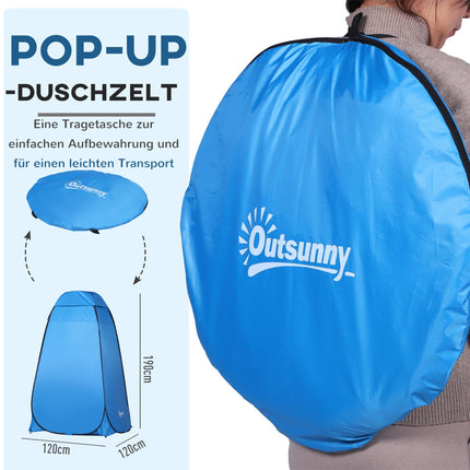 Pop-Up Camping Shower Tent, Sky Blue, 120x120x190 cm