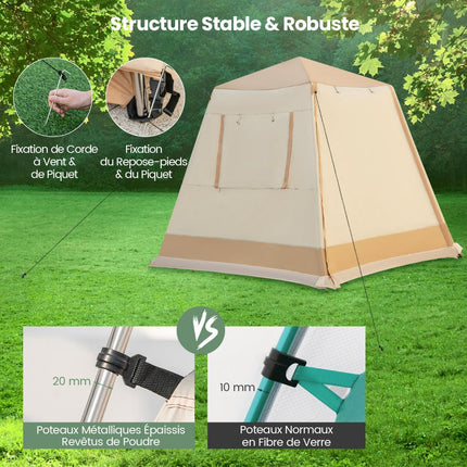 Pop-Up Camping Tent, 1-Min Setup, 4-6 Person, Beige