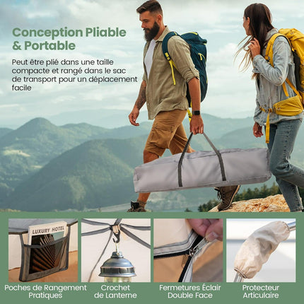 Pop-Up Camping Tent, 1-Min Setup, 4-6 Person, Beige