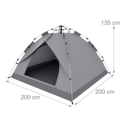Pop-Up Camping Tent for 3–4 People, UV Protection