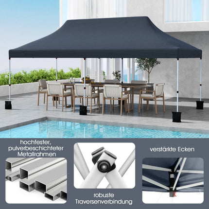 Pop-Up Canopy Tent, 300x600cm, Adjustable Height