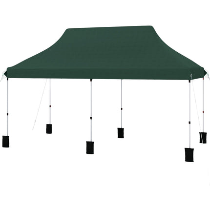 Pop-Up Canopy Tent 300x600 cm, Adjustable Height, Green