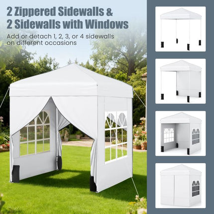 Pop Up Canopy Tent 6.5x6.5 Ft, 4 Sidewalls, Wheeled Bag