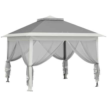 Pop-Up Garden Pavilion, Metal Frame, Grey, 330x330x288 cm