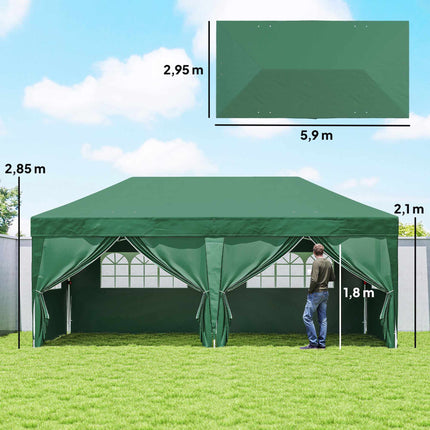 Pop-Up Garden Pavilion with Removable Walls, 590x295 cm