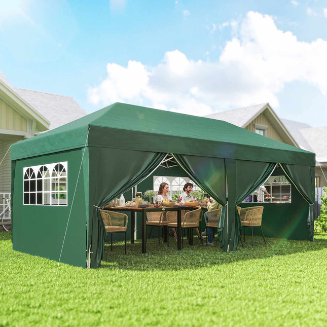 Opklapbaar tuinpaviljoen met verwijderbare wanden, 590x295 cm