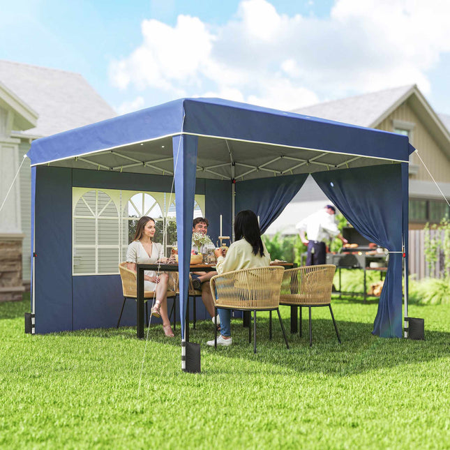 Opklapbare partytent 3x3m, waterdicht, in hoogte verstelbaar, blauw
