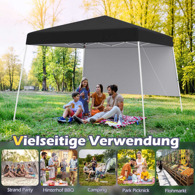 Pop-up paviljoen 3x3m, waterdicht, zonwerend, zwart