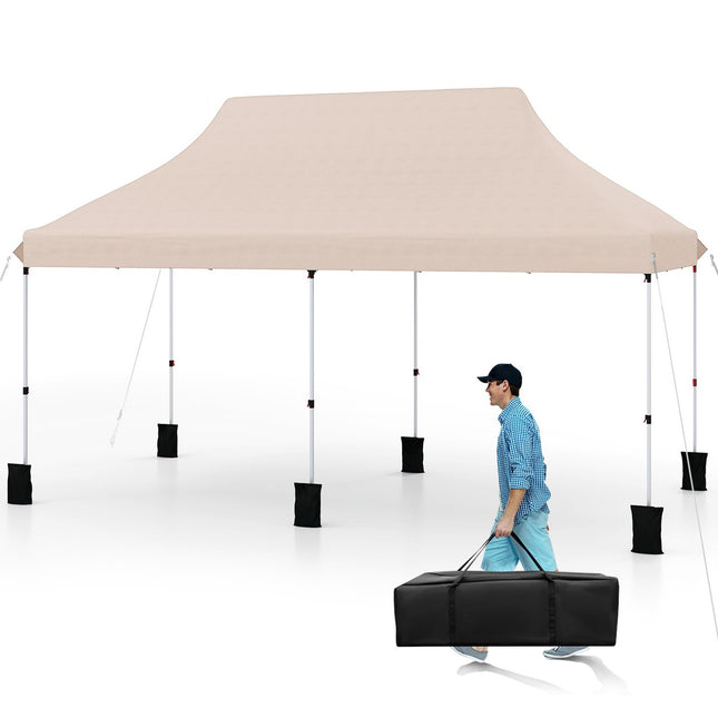Pop-up paviljoen 3x6m, verstelbare hoogte, beige, UV-bescherming